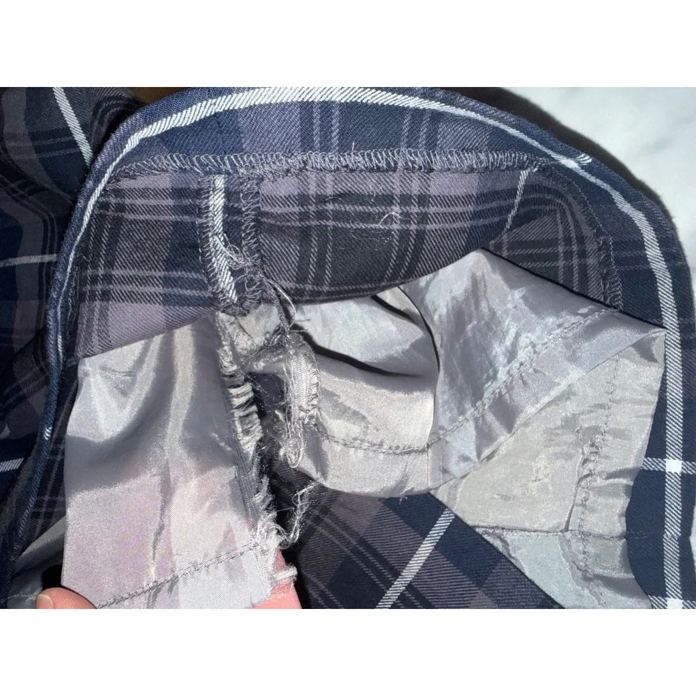 Tommy Hilfiger Women Plaid Mini Skirt Charcoal Gray White Blue‎ Size 10